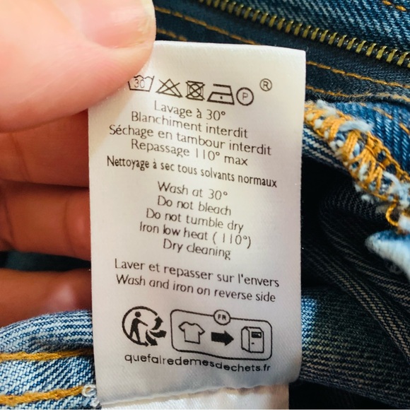 Sezane Denim Ankle Raw Hem Wide Leg Blue Jeans size 38 - Picture 9 of 9